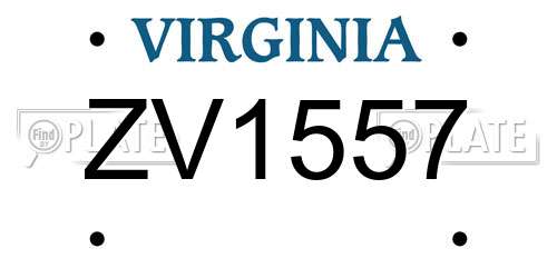ZV1557 Virginia License Plate