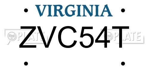ZVC54T Virginia License Plate