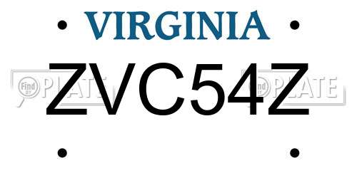 ZVC54Z Virginia License Plate