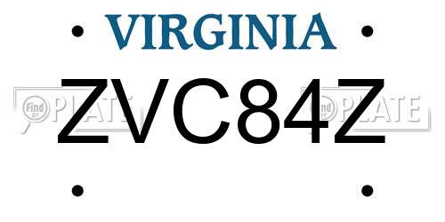 ZVC84Z Virginia License Plate