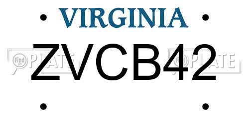 ZVCB42 Virginia License Plate