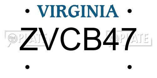 ZVCB47 Virginia License Plate