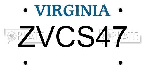 ZVCS47 Virginia License Plate