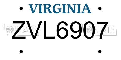 ZVL6907 Virginia License Plate