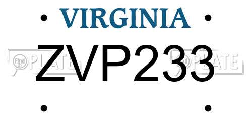 ZVP233 Virginia License Plate