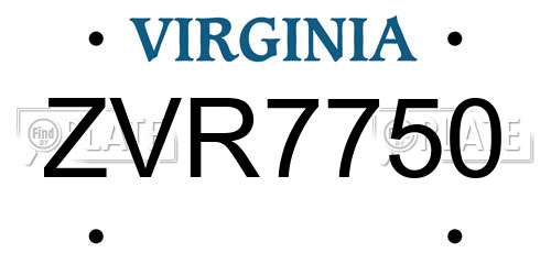 ZVR7750 Virginia License Plate