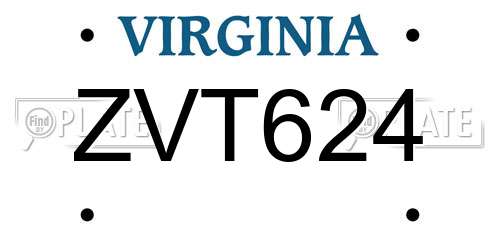 ZVT624 Virginia License Plate