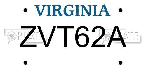 ZVT62A Virginia License Plate