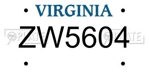 ZW5604 Virginia License Plate