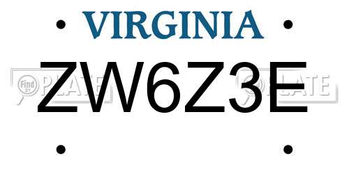 ZW6Z3E Virginia License Plate