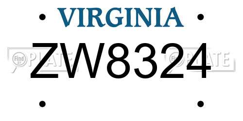 ZW8324 Virginia License Plate