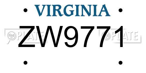ZW9771 Virginia License Plate