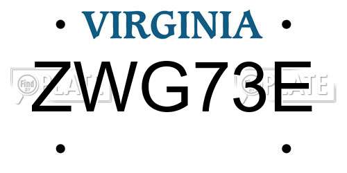ZWG73E Virginia License Plate