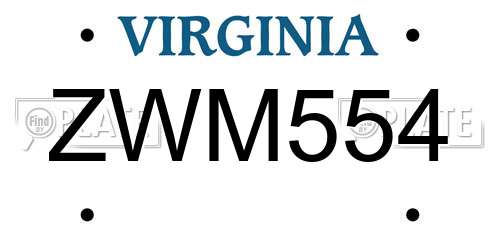 ZWM554 Virginia License Plate