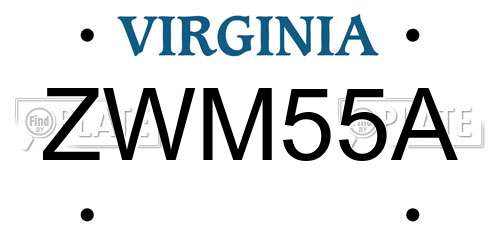 ZWM55A Virginia License Plate