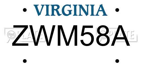 ZWM58A Virginia License Plate