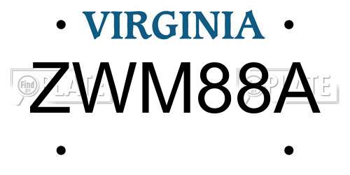 ZWM88A Virginia License Plate