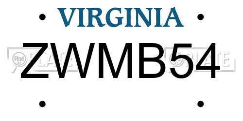 ZWMB54 Virginia License Plate