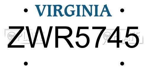 ZWR5745 Virginia License Plate