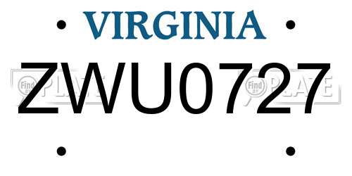 ZWU0727 Virginia License Plate