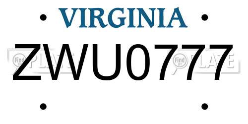ZWU0777 Virginia License Plate