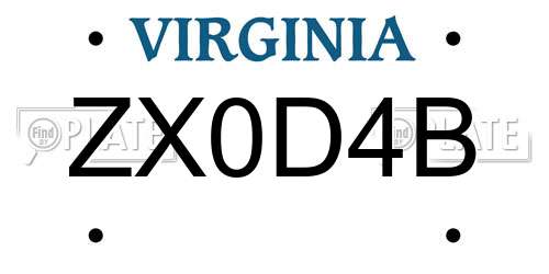 ZX0D4B Virginia License Plate