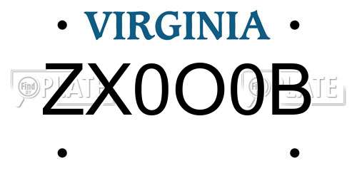 ZX0O0B Virginia License Plate