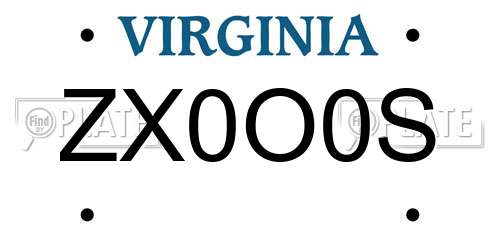 ZX0O0S Virginia License Plate