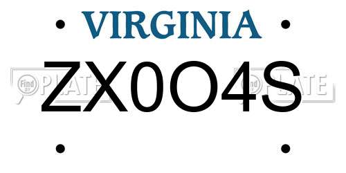 ZX0O4S Virginia License Plate