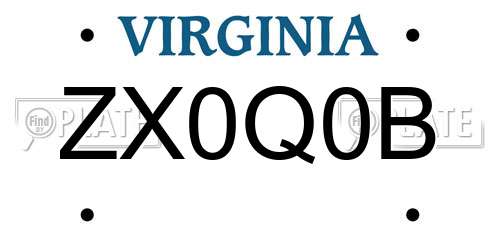 ZX0Q0B Virginia License Plate