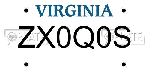 ZX0Q0S Virginia License Plate