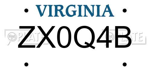 ZX0Q4B Virginia License Plate