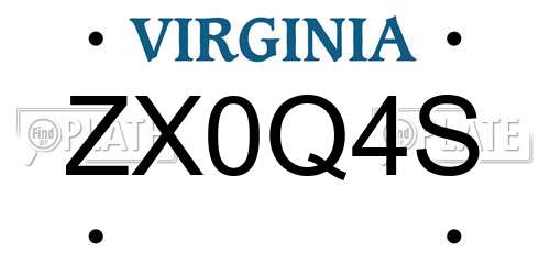 ZX0Q4S Virginia License Plate