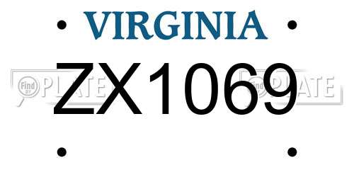 ZX1069 Virginia License Plate