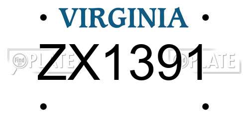ZX1391 Virginia License Plate