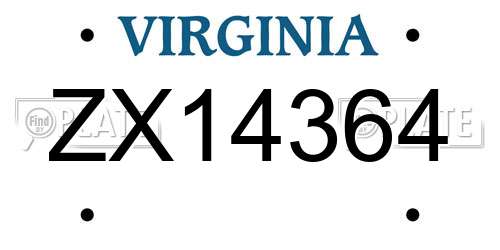 ZX14364 Virginia License Plate