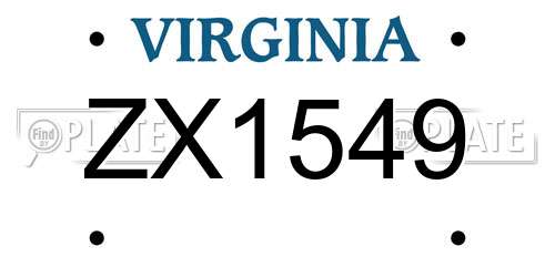 ZX1549 Virginia License Plate