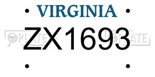 ZX1693 Virginia License Plate