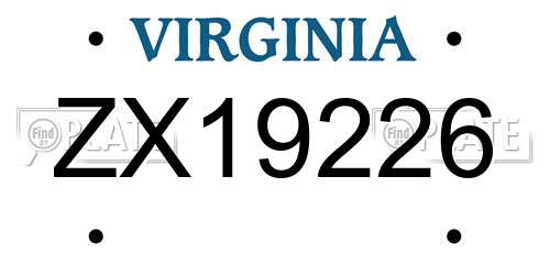 ZX19226 Virginia License Plate