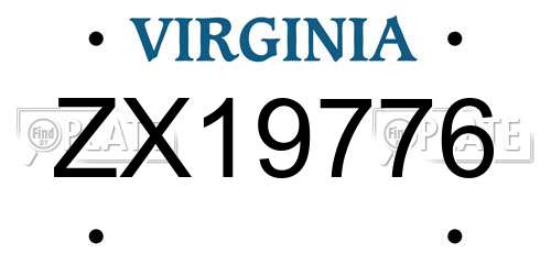 ZX19776 Virginia License Plate