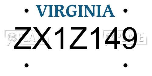 ZX1Z149 Virginia License Plate
