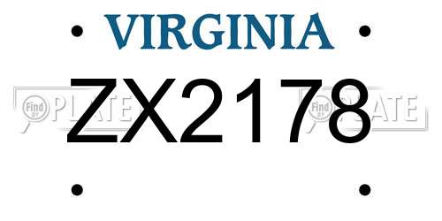 ZX2178 Virginia License Plate