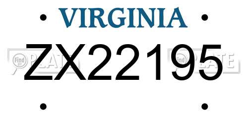 ZX22195 Virginia License Plate