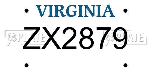 ZX2879 Virginia License Plate
