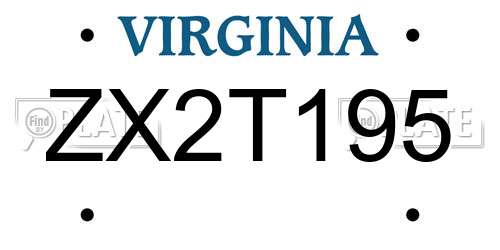 ZX2T195 Virginia License Plate