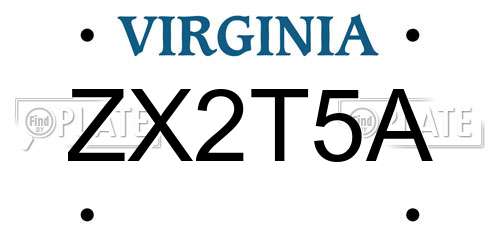 ZX2T5A Virginia License Plate