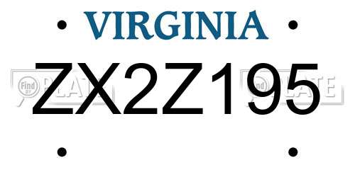 ZX2Z195 Virginia License Plate