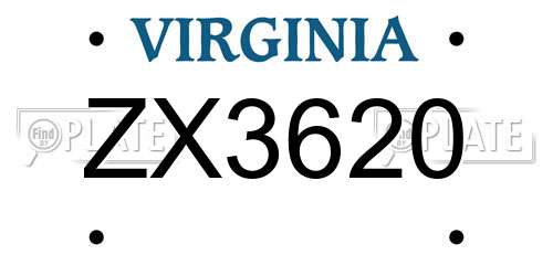 ZX3620 Virginia License Plate
