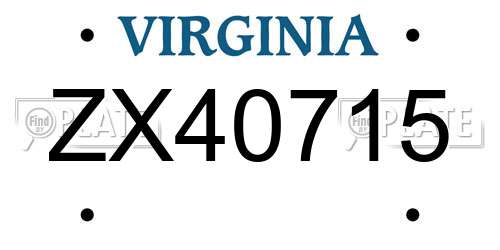 ZX40715 Virginia License Plate