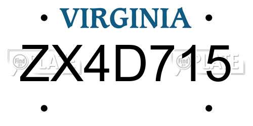 ZX4D715 Virginia License Plate